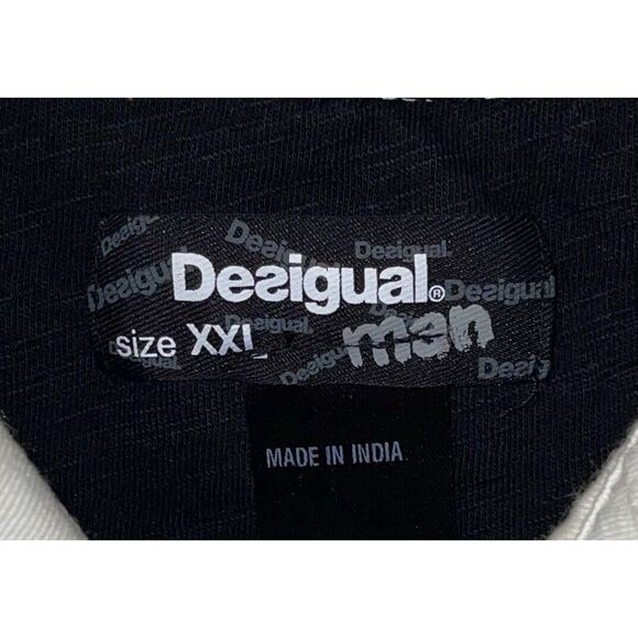 Desigual Men's Sz XXL Black/Gray Colorblock Striped Rugby Pocket Polo Shirt euc - Picture 4 of 9